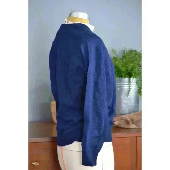 Tamar Pure Wool Australia Women's Medium V Neck Sweater Navy Blue vintage 70s - Picture 4 of 7